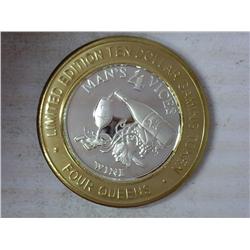 4 Queens $10 Gaming Token Silver (UNC)