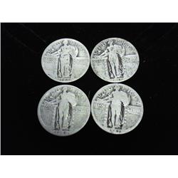 4-Assorted Standing Liberty Quarters