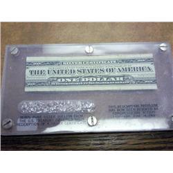 Neat Silver Paperweight $1 Silver Cert., Granules