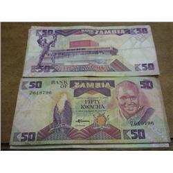 20 Zambia 50 Kwacha Notes