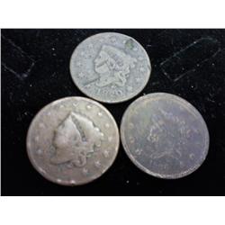 1820, 1835 & 1836 US Large Cents