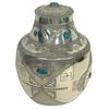 Image 1 : Hand Tooled Silver Jar - White Buffalo, Comanche