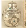 Image 2 : Hand Tooled Silver Jar - White Buffalo, Comanche