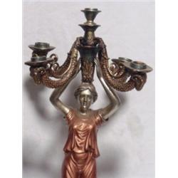 Lady Holding Candelabra Bronze by Serengelli