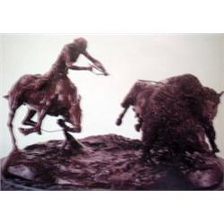 RUSSELL "BUFFALO HUNT" BRONZE SCULPTURE