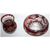Image 2 : Hand Cut Crystal Ashtray & Ruby Red Vase