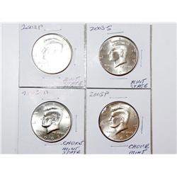 (4) Kennedy Halves - Mint