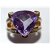 Image 1 : 25.00 CTW AAA  Amethyst & Diamond Trillion Ring