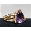 Image 2 : 25.00 CTW AAA  Amethyst & Diamond Trillion Ring