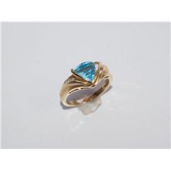 AAA Blue Topaz & Diamond Hand Made Ladies Ring