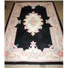 Image 1 : Black Rug W/ Flower Designs 91" x 59"
