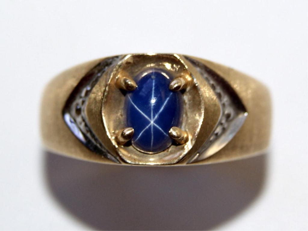 AAA Blue Star Sapphire Hand Made Men's Ring