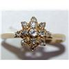 Image 2 : 14k Yellow Gold & Diamond Cluster Ring
