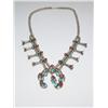 Image 1 : 1940's Squash Blossom Turquoise & Coral Necklace
