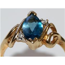 AAA Ceylon Blue Topaz & Diamond Hand Made Ring