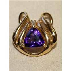 AAA  Amethyst & Diamond Trillion Ladies Pendant