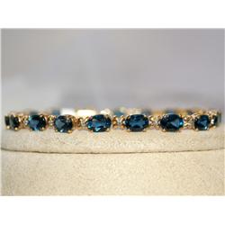 AAA Blue Topaz & Diamond Ladies Tennis Bracelet