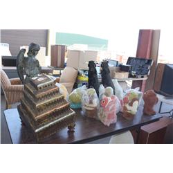 Table Lot of Misc Statues & Piggy Banks