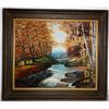 Image 1 : Framed Oil on Canvas of Stream in Woods