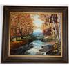 Image 2 : Framed Oil on Canvas of Stream in Woods