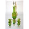 Image 1 : Green Brandy Decanter w/ Glass Stopper & 5 Cups