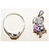 Image 3 : Sterling Silver Pig & Rose Ring