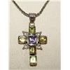 Image 2 : Sterling Silver Cross with Gemstones