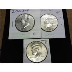 2003-D, 05-P & 06-D Kennedy Halves (UNC)