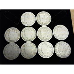 10 Assorted Liberty "V" Nickels