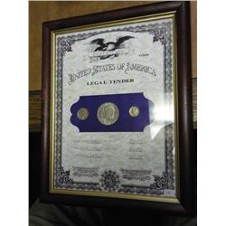 US Legal Tender Framed Set (Ike $, Merc. Dime &
