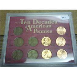 10 Decades Of American Pennies (As Shown)