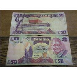 20 Zambia 50 kwacha Bills