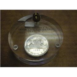 UNC 1966 Canada $ In Lucite Paperweight