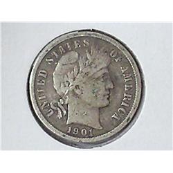 1901 Barber Dime (VG)