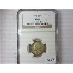 1944-P Jefferson War Nickel NGC MS66