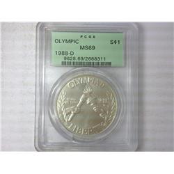 1988-D Olympic Silver Dollar PCGS MS69