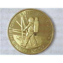 Mans Historic 1st Step On The Moon Brass Token
