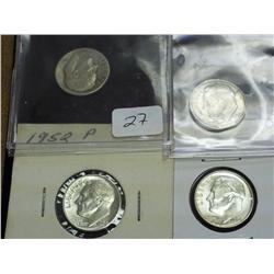 1948, 52, 63 & 64 Silver Roosevelt Dimes