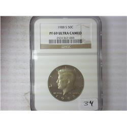 1988-S Kennedy Half NGC PF69 Ultra Cameo
