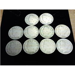 10 Assorted Liberty "V" Nickels