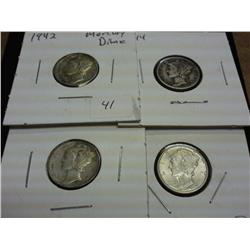 1942, 44, 44-S & 45-D Mercury Dimes