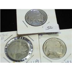 1915, 15-D & 16-D Buffalo Nickels (Acid Treated)