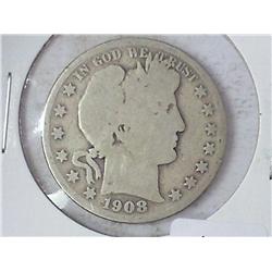 1908-S Barber Half Dollar