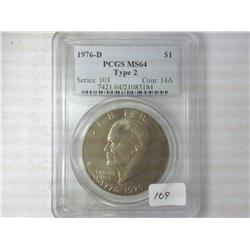1976-D Type II Ike Dollar PCGS MS64