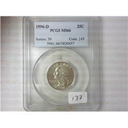 1996-D Washington Quarter PCGS MS66