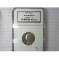 1974-S Washington Quarter NGC PF69 Cameo