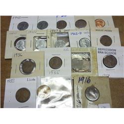 17 Assorted Lincoln Cents 1916-1960