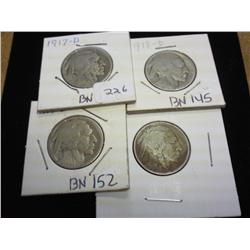 1917-D, 18-D, 19-D &19 Buffalo Nickels (Restored)