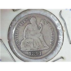 1891-O Seated Liberty Dime (Fine)
