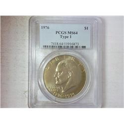 1976 Type I Ike Dollar PCGS MS64
